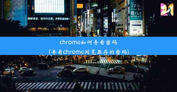 chrome如何查看密码(查看chrome浏览器存的密码)