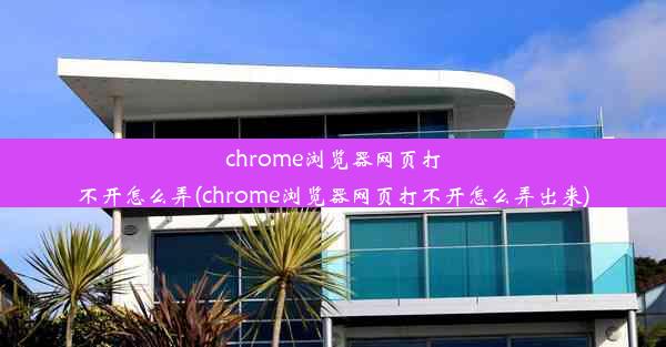 chrome浏览器网页打不开怎么弄(chrome浏览器网页打不开怎么弄出来)