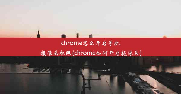 chrome怎么开启手机摄像头权限(chrome如何开启摄像头)