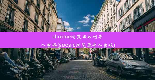 chrome浏览器如何导入密码(google浏览器导入密码)